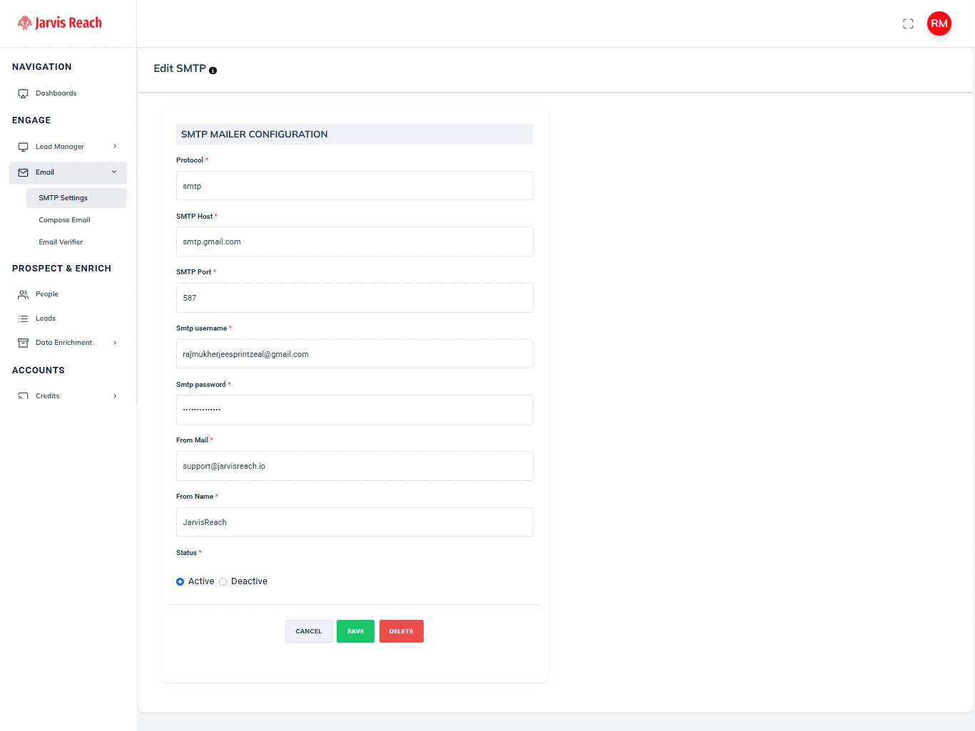 SMTP Settings